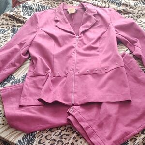 Jolibel Pink Mauve Faux Suede Jacket and Pants Set Sz 16